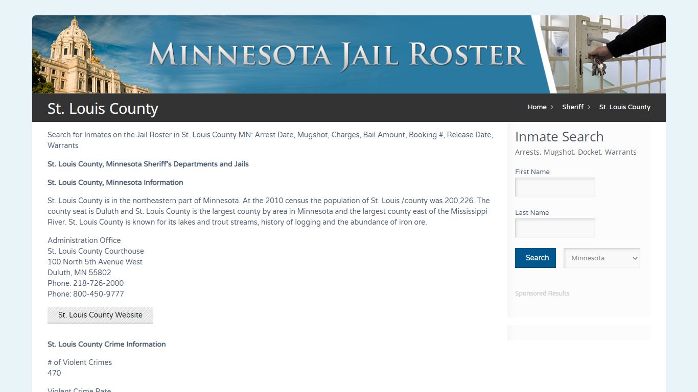 St. Louis County | Jail Roster Search - MinnesotaJailRoster.com