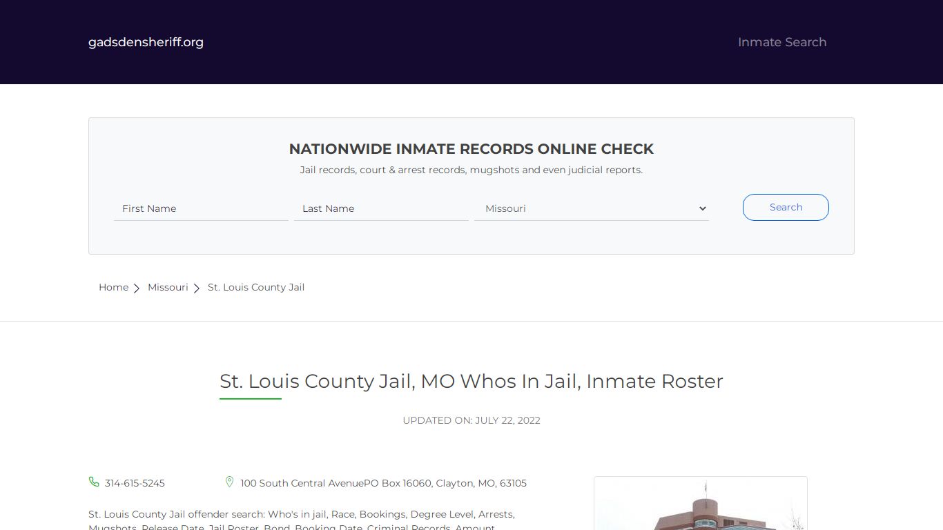 St. Louis County Jail, MO Whos In Jail, Inmate Roster - Gadsden County